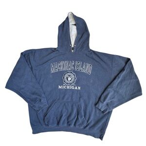 Exist Blue Hoodie Michigan Mackinac Island Long Sleeve Pocket SZ XL
